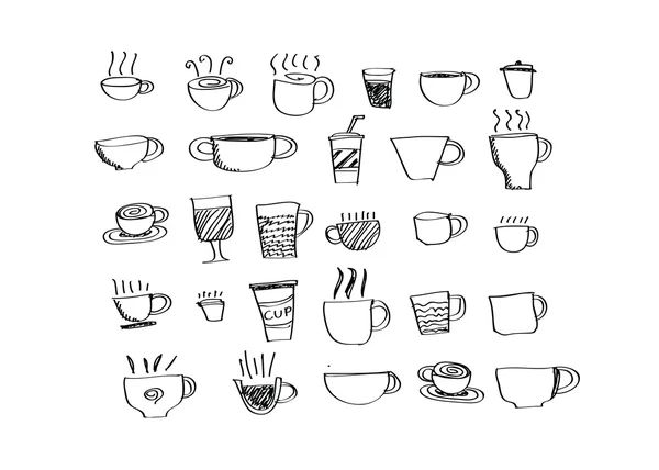 Koffie beker set of Thee beker pictogram collectie ontwerp — Stockvector