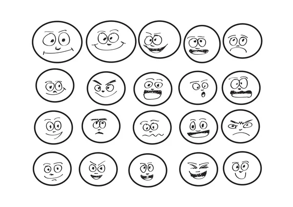 Caras de dibujos animados Set ilustración arte vectorial — Vector de stock