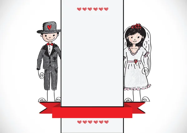 Couple de mariage dessiné à la main — Image vectorielle