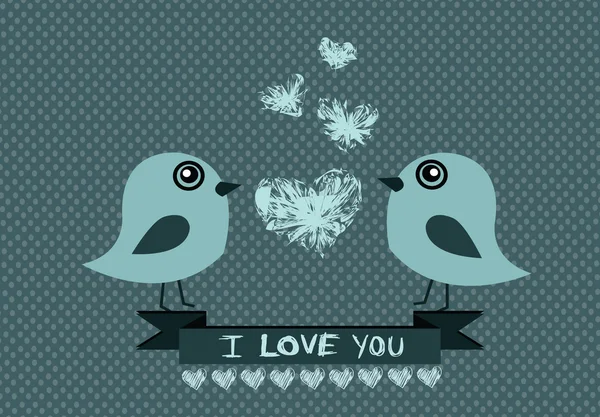 Aves de amor para tarjeta de boda — Vector de stock