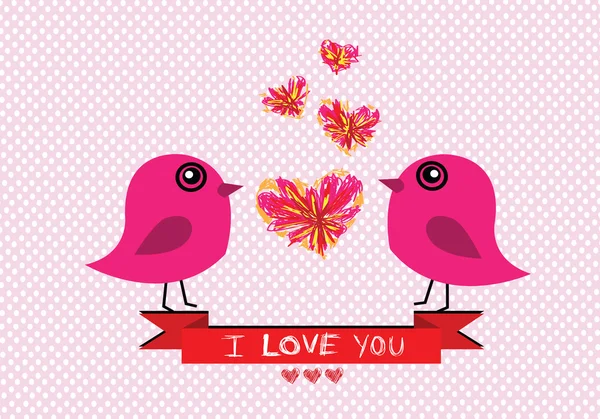 Aves de amor para tarjeta de boda — Vector de stock