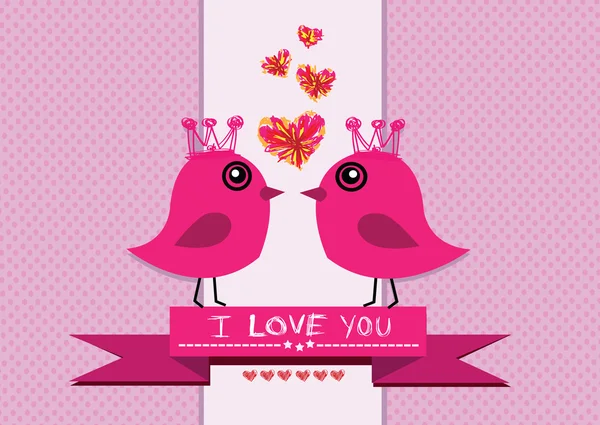 Aves de amor para tarjeta de boda — Vector de stock