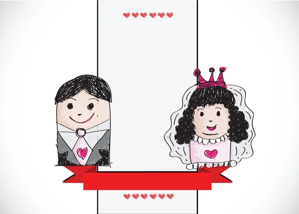 Desenhos animados mão desenhada casamento casamento casal ideia design — Vetor de Stock