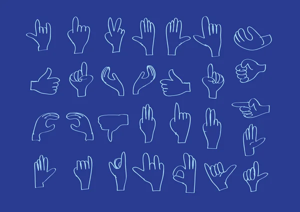 Hands in different interpretations — Stock Vector