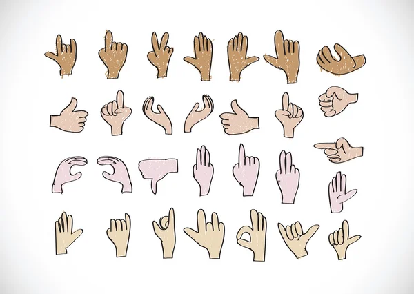 Hands in different interpretations — Stock Vector