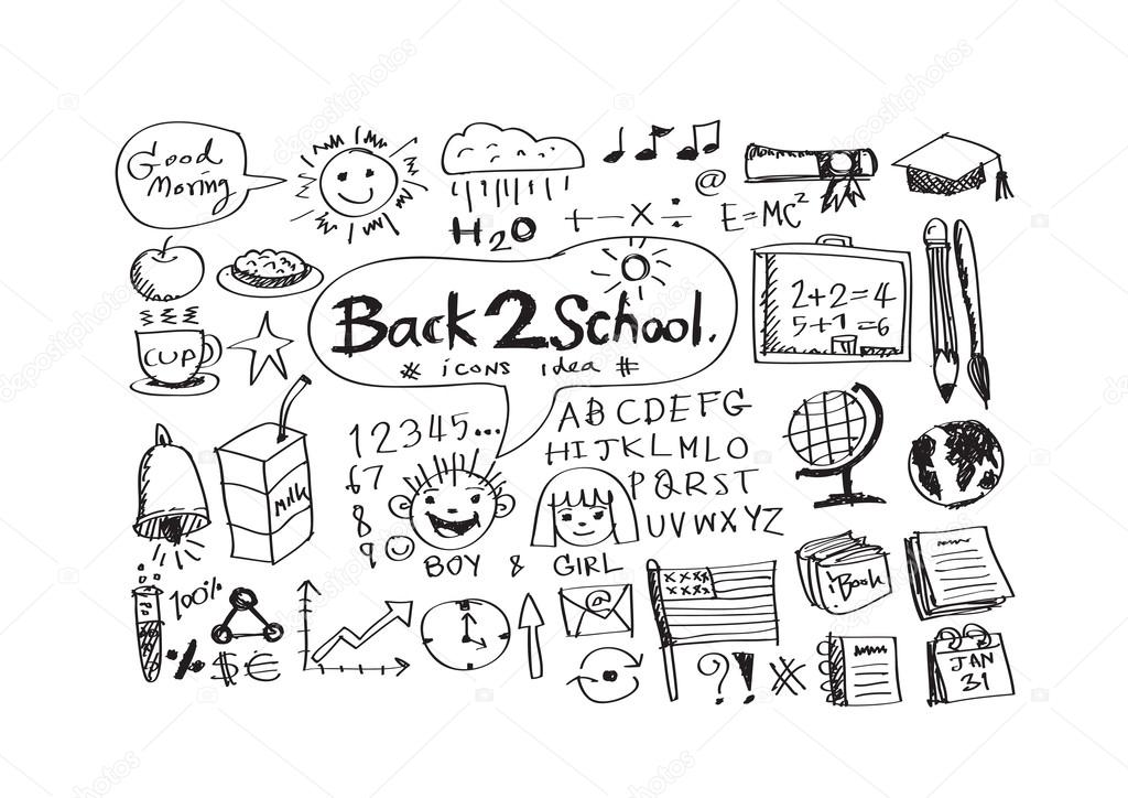 Hand draw doodle back to school icons