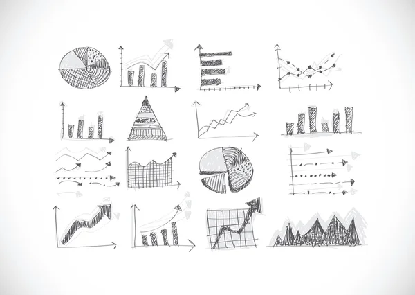 A doodle obchodní graf grafy — Stockový vektor