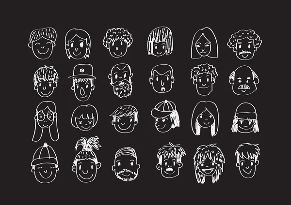 Reihe von verschiedenen Cartoon-Gesichtern Illustration — Stockvektor