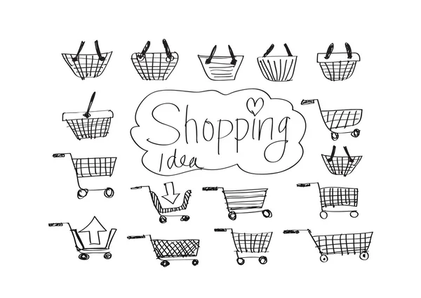 Shopping basket icons and shopping cart trolley — Stock Vector