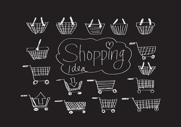 Shopping basket icons and shopping cart trolley — Stock Vector