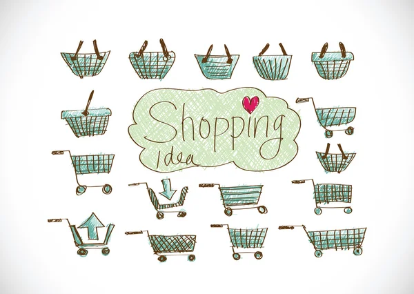 Shopping basket icons and shopping cart trolley — Stock Vector