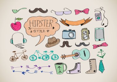 hipster stil öğeler ve simgeler kümesi