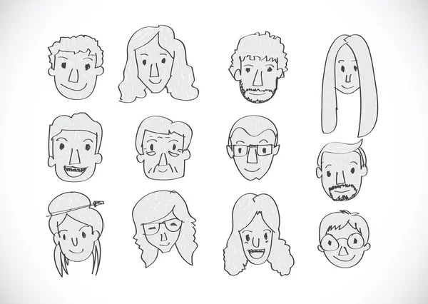 Zbiór różnych ilustracja kreskówka twarze — Wektor stockowy