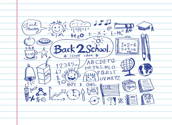 Tekening school items terug naar school — Stockvector