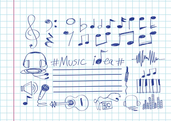 Musik Noter og musik ikoner – Stock-vektor