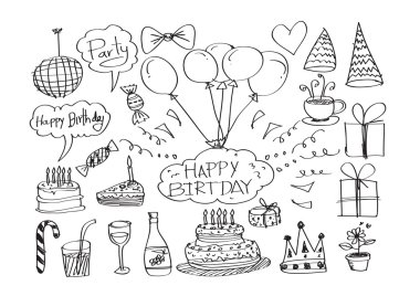 elle çizilmiş doğum doodles