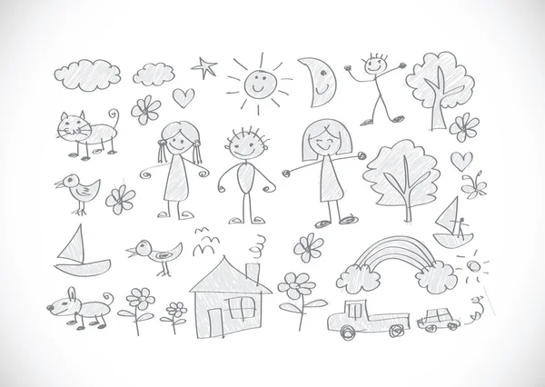 Çocuk çizimleri fikri tasarımı — Stok Vektör