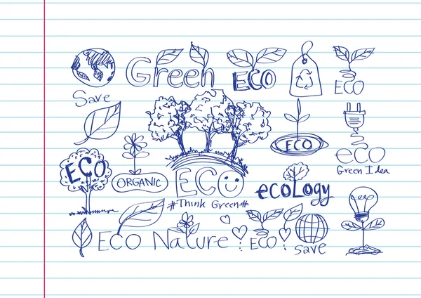 Ensemble de vecteurs Doodles ECO — Image vectorielle