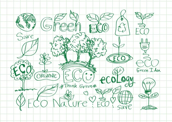 Set vettoriale ECO Doodles — Vettoriale Stock