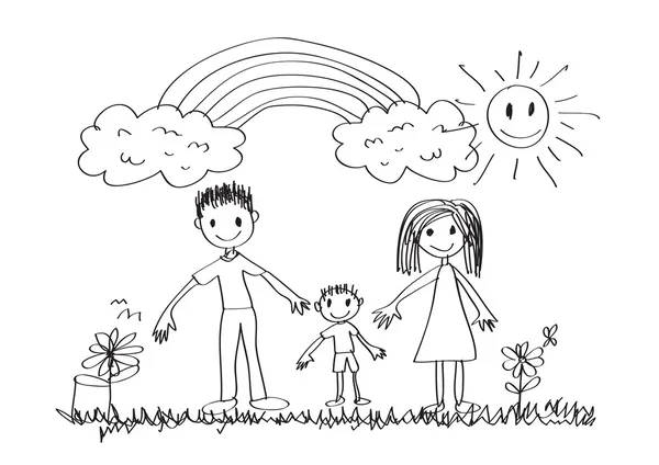 Kids drawing happy family picture Stock Illustration