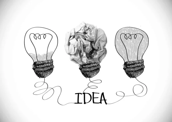 Concept crumpled paper light bulb metaphor — Stock Photo, Image
