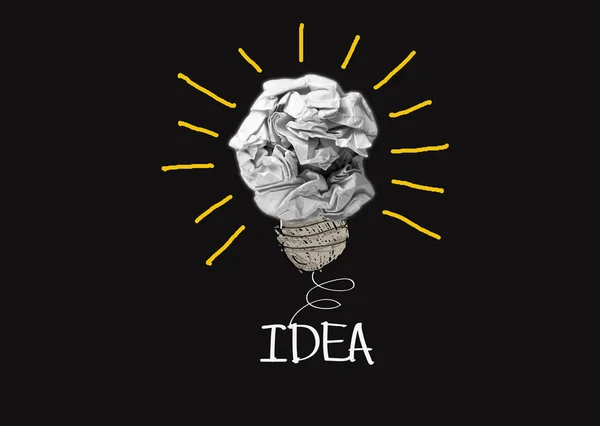 Crumpled paper light bulb metaphor — Stock Photo, Image