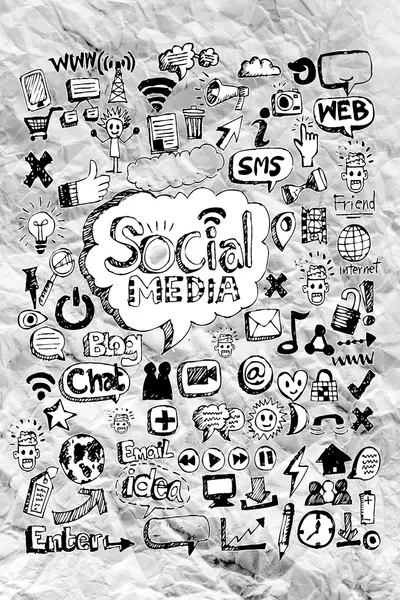 Doodles de mídia social — Fotografia de Stock