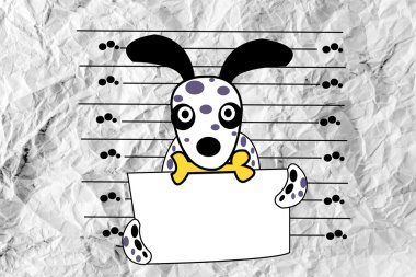 sevimli köpek buruşuk kağıt üzerinde