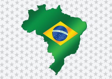 Brezilya Haritası ve bayrak tema fikir tasarım