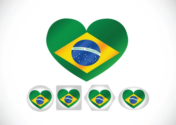 Brasilien karta och flagga tema idé design — Stock vektor