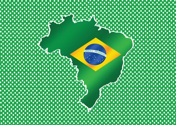 Brasilien karta och flagga tema idé design — Stock vektor