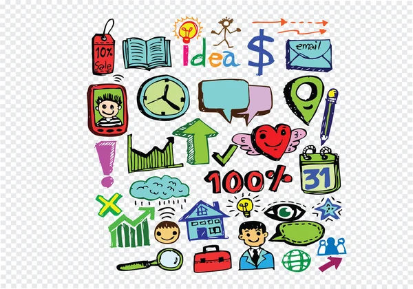 Doodle main Business icône — Image vectorielle