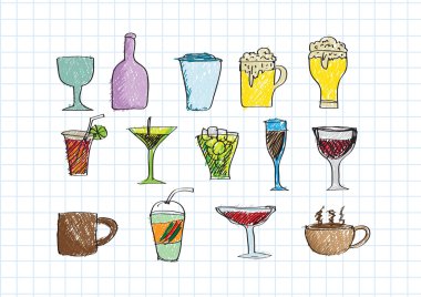 içki içecek Icons set