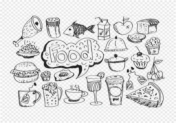 Ensemble vectoriel d'icônes alimentaires colorées — Image vectorielle