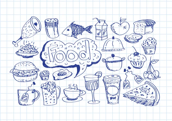 Kleurrijke voedsel iconen vector set — Stockvector