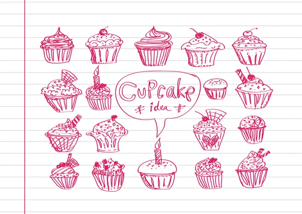 Colorful delicious cupcakes vector illustration — Stock Vector