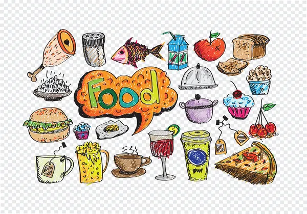 Coloridos iconos de alimentos conjunto de vectores Ilustración de stock