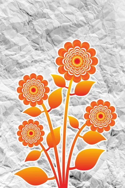 Flowers design on crumpled paper — Stock Photo, Image