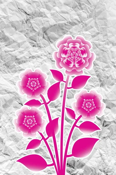 Flowers design on crumpled paper — Stock Photo, Image