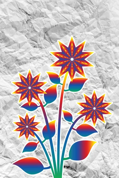 Flowers design on crumpled paper — Stock Photo, Image