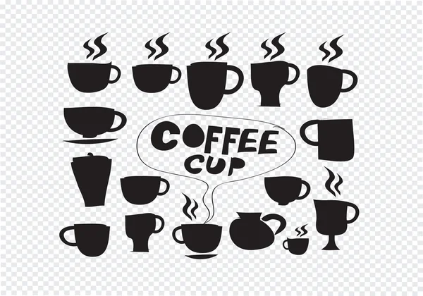 Set di tazze da caffè o tazza di tè icona collezione di design — Vettoriale Stock