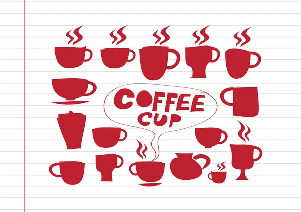 Набір чашок для кави або колекція значків чаю — стоковий вектор