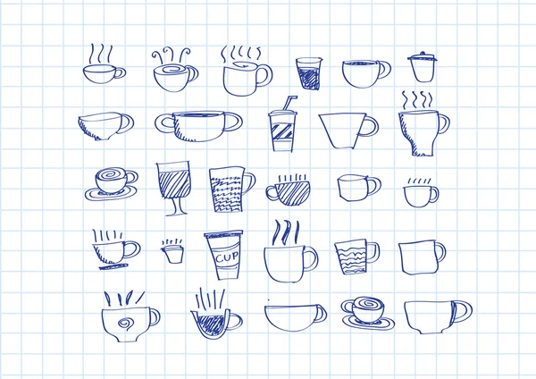 Koffie beker set of Thee beker pictogram collectie ontwerp — Stockvector