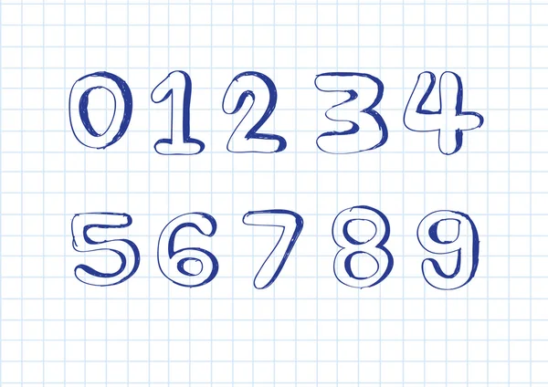 Numeri di schizzo e simboli matematici — Vettoriale Stock
