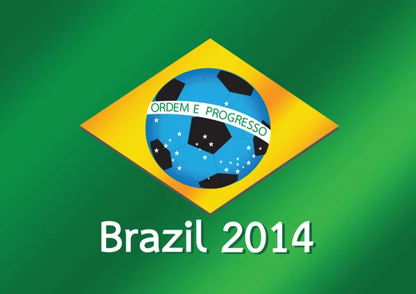 Karta flagga fotboll boll o Brasilien — Stock vektor