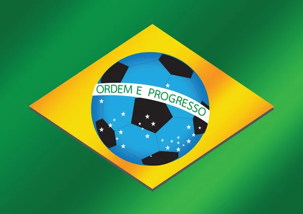 Kaart vlag Voetbal bal o Brazilië — Stockvector