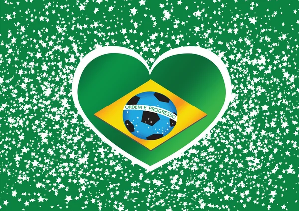 Map flag Soccer ball o Brazil — Stock Vector