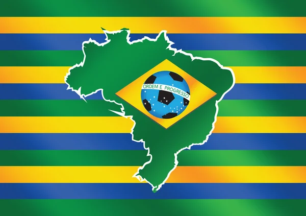 Mapa bandera Balón de fútbol o Brasil — Vector de stock