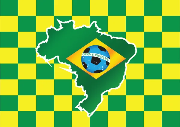 Map flag Soccer ball o Brazil — Stock Vector