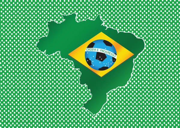 Karta flagga fotboll boll o Brasilien — Stock vektor